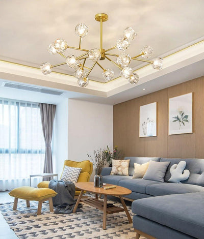 Thalyn Pendant Lamp Crystal Ball Brass Cluster