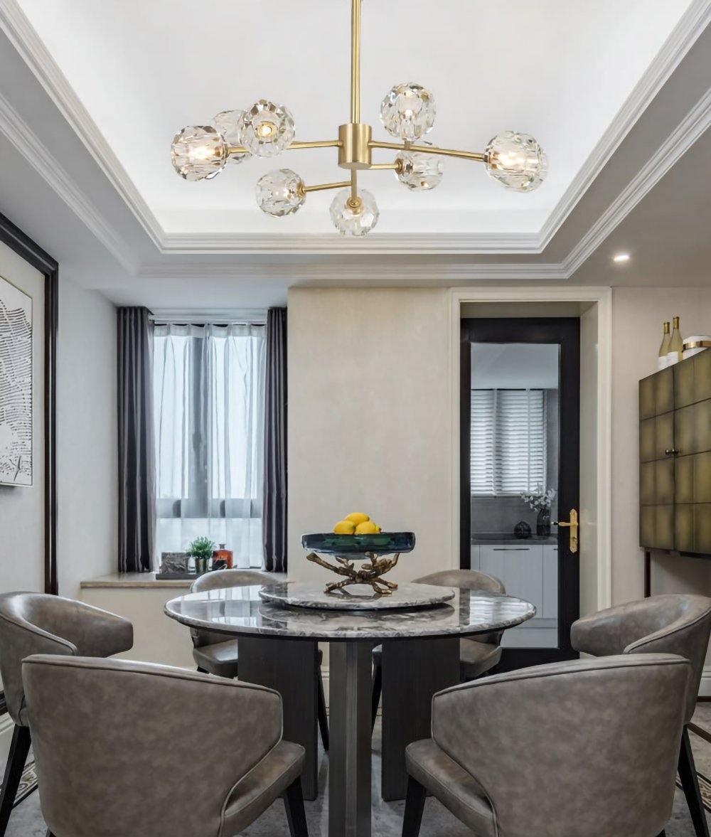 Thalyn Pendant Lamp Crystal Ball Brass Cluster