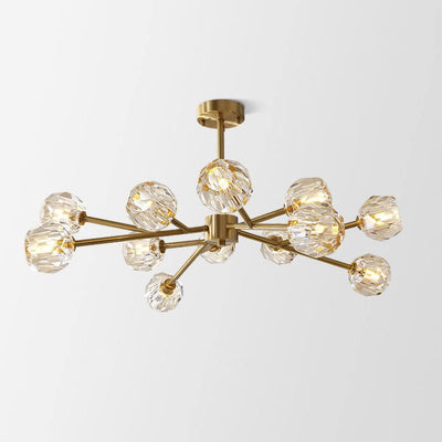 Thalyn Pendant Lamp Crystal Ball Brass Cluster