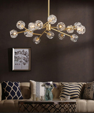 Thalyn Pendant Lamp Crystal Ball Brass Cluster