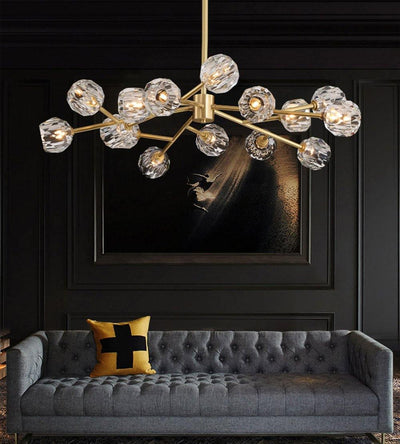 Thalyn Pendant Lamp Crystal Ball Brass Cluster