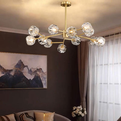 Thalyn Pendant Lamp Crystal Ball Brass Cluster