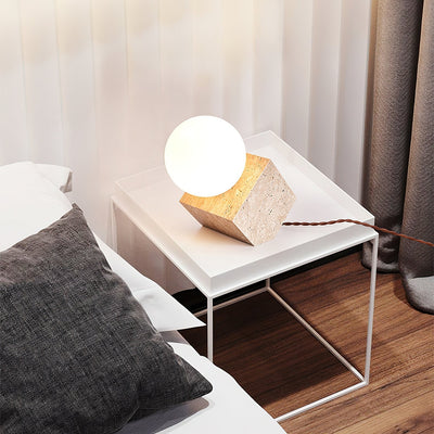 Rolt Geometric Travertine Table Lamp