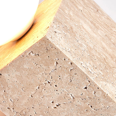 Rolt Geometric Travertine Table Lamp