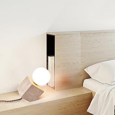 Rolt Geometric Travertine Table Lamp