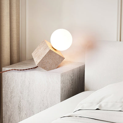 Rolt Geometric Travertine Table Lamp