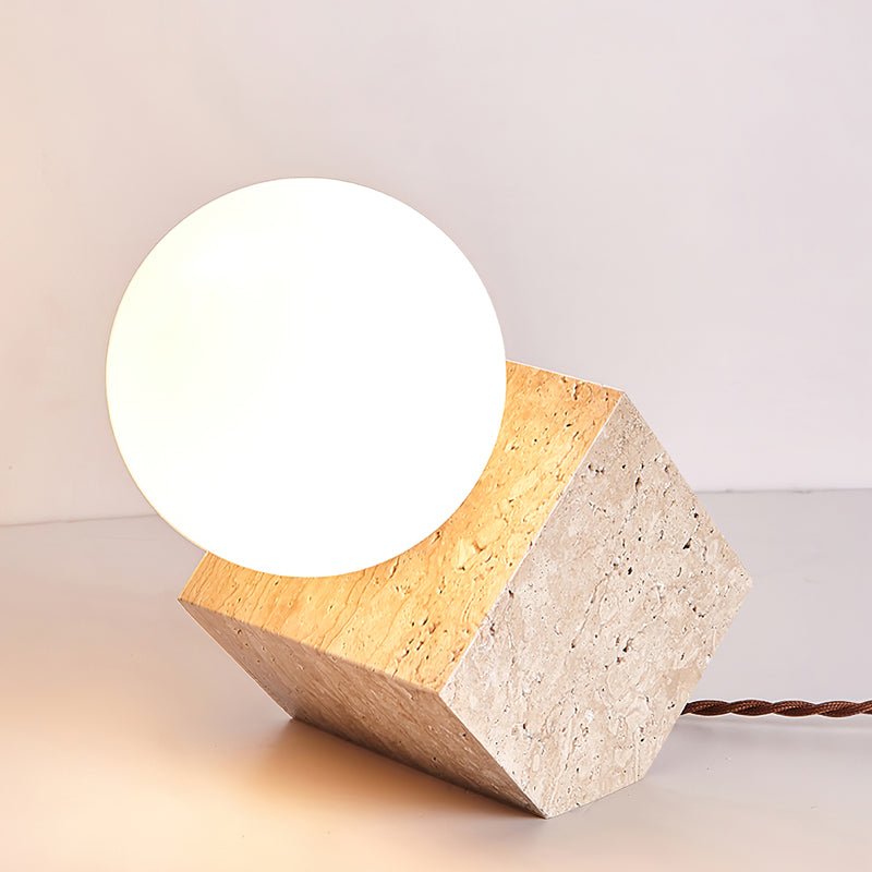 Rolt Geometric Travertine Table Lamp