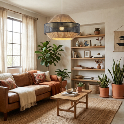 Avelmere Woven Rattan Pendant Lamp