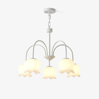 Veleissa Chandelier Bell Shade Curved Arm White Floral Elegant