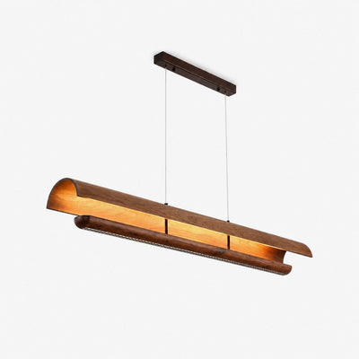 Curved Wood Linear Pendant Light