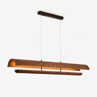 Curved Wood Linear Pendant Light