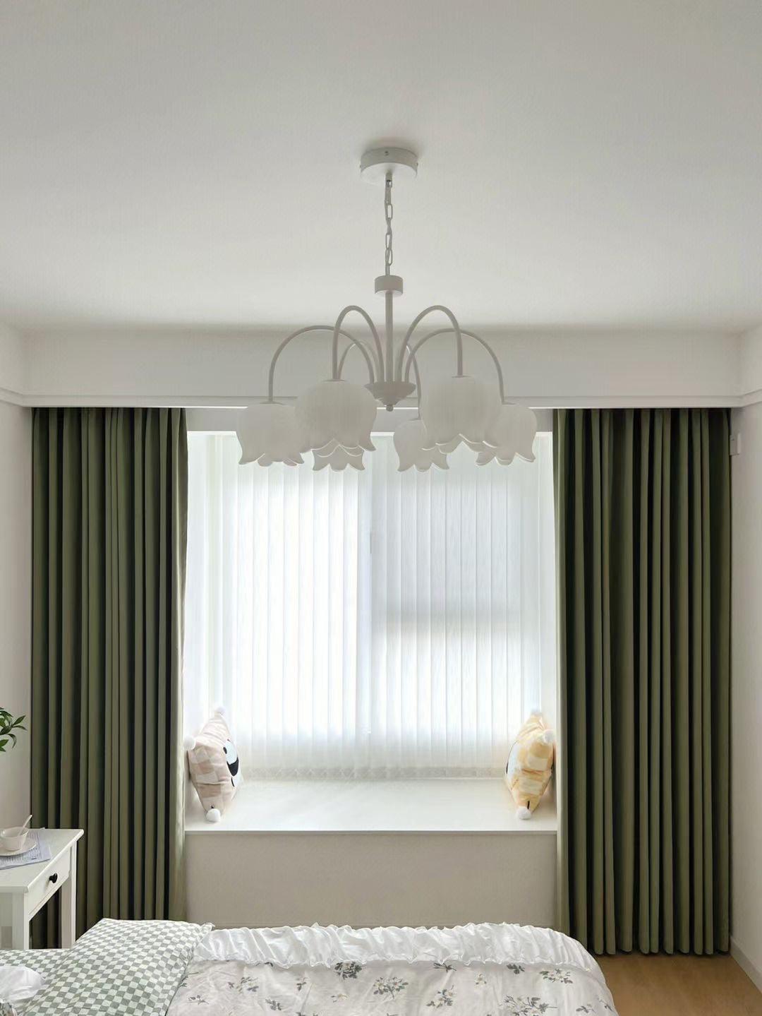 Veleissa Chandelier Bell Shade Curved Arm White Floral Elegant