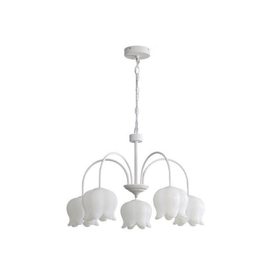 Veleissa Chandelier Bell Shade Curved Arm White Floral Elegant