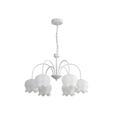 Veleissa Chandelier Bell Shade Curved Arm White Floral Elegant