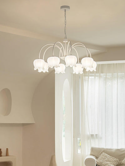 Veleissa Chandelier Bell Shade Curved Arm White Floral Elegant