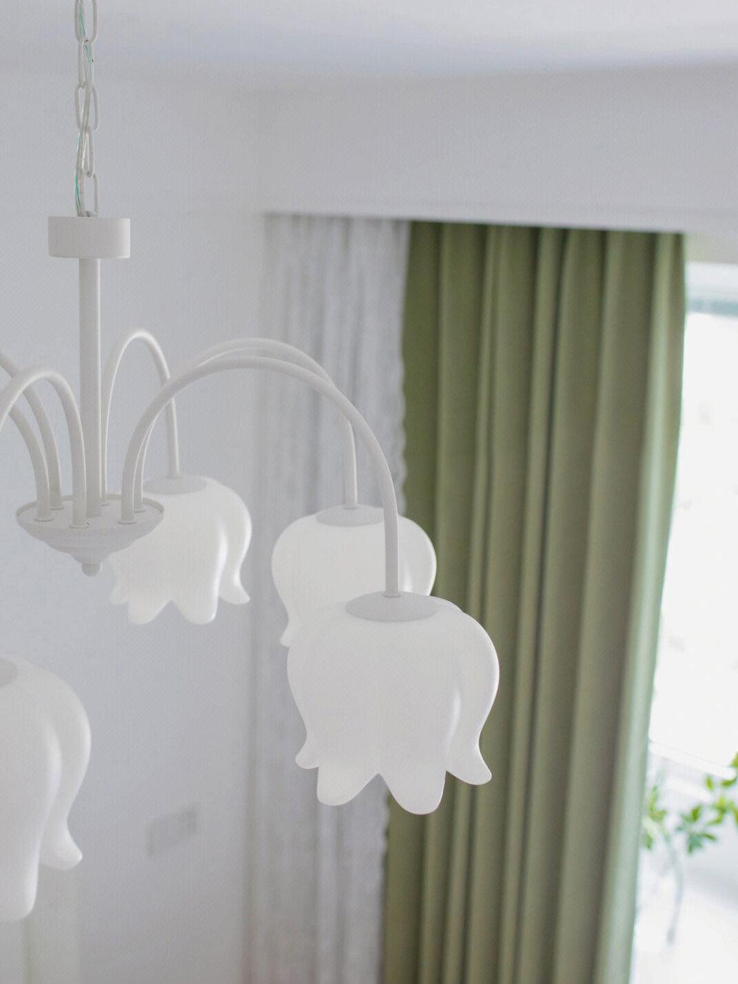Veleissa Chandelier Bell Shade Curved Arm White Floral Elegant