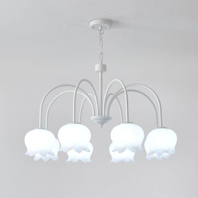 Veleissa Chandelier Bell Shade Curved Arm White Floral Elegant