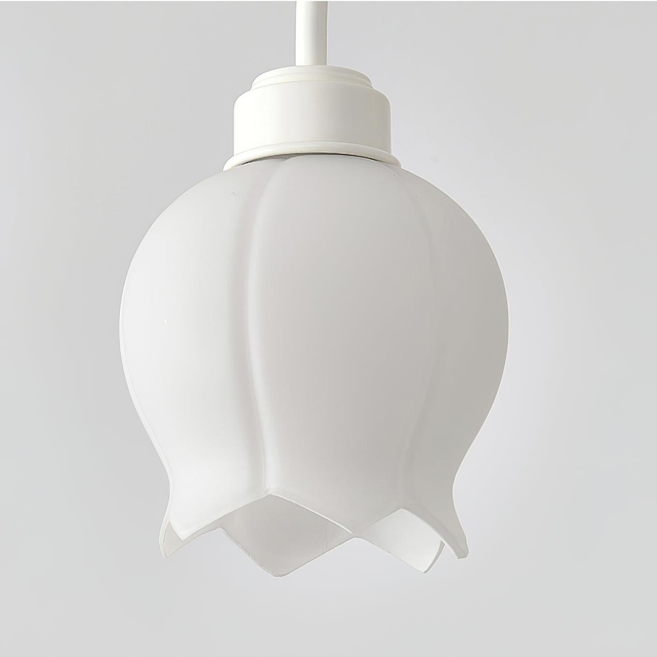 Veleissa Chandelier Bell Shade Curved Arm White Floral Elegant