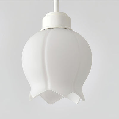 Veleissa Chandelier Bell Shade Curved Arm White Floral Elegant