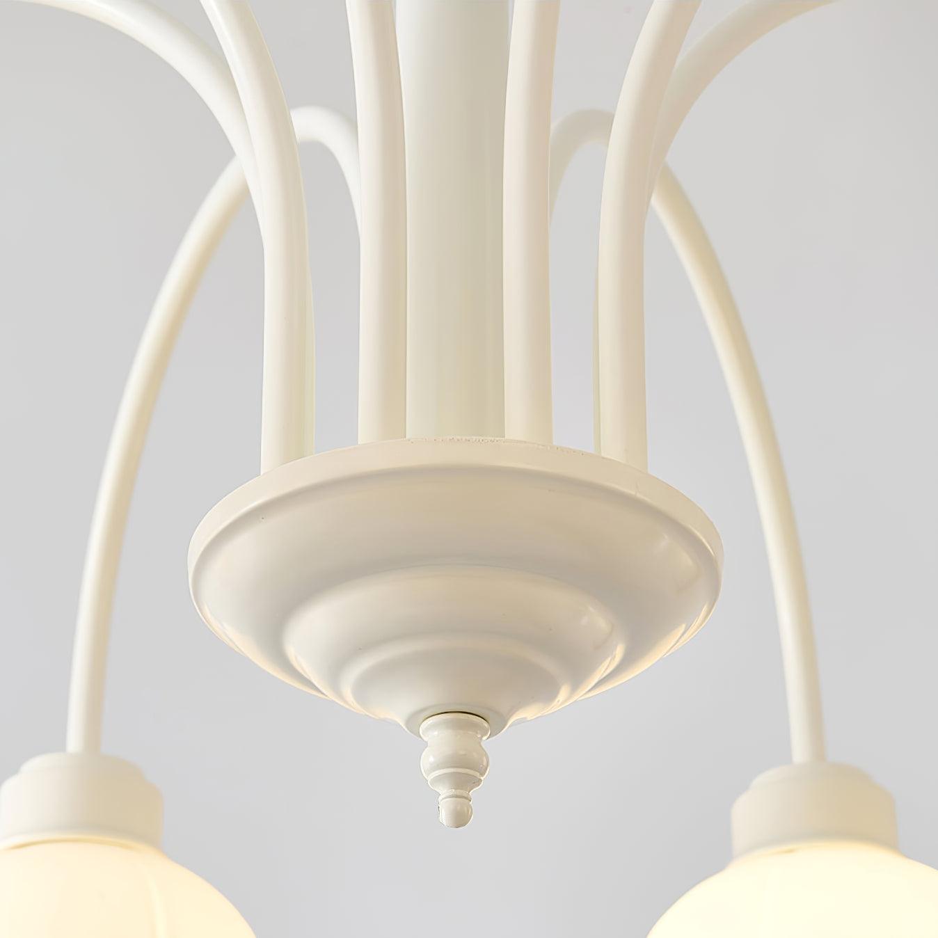 Veleissa Chandelier Bell Shade Curved Arm White Floral Elegant