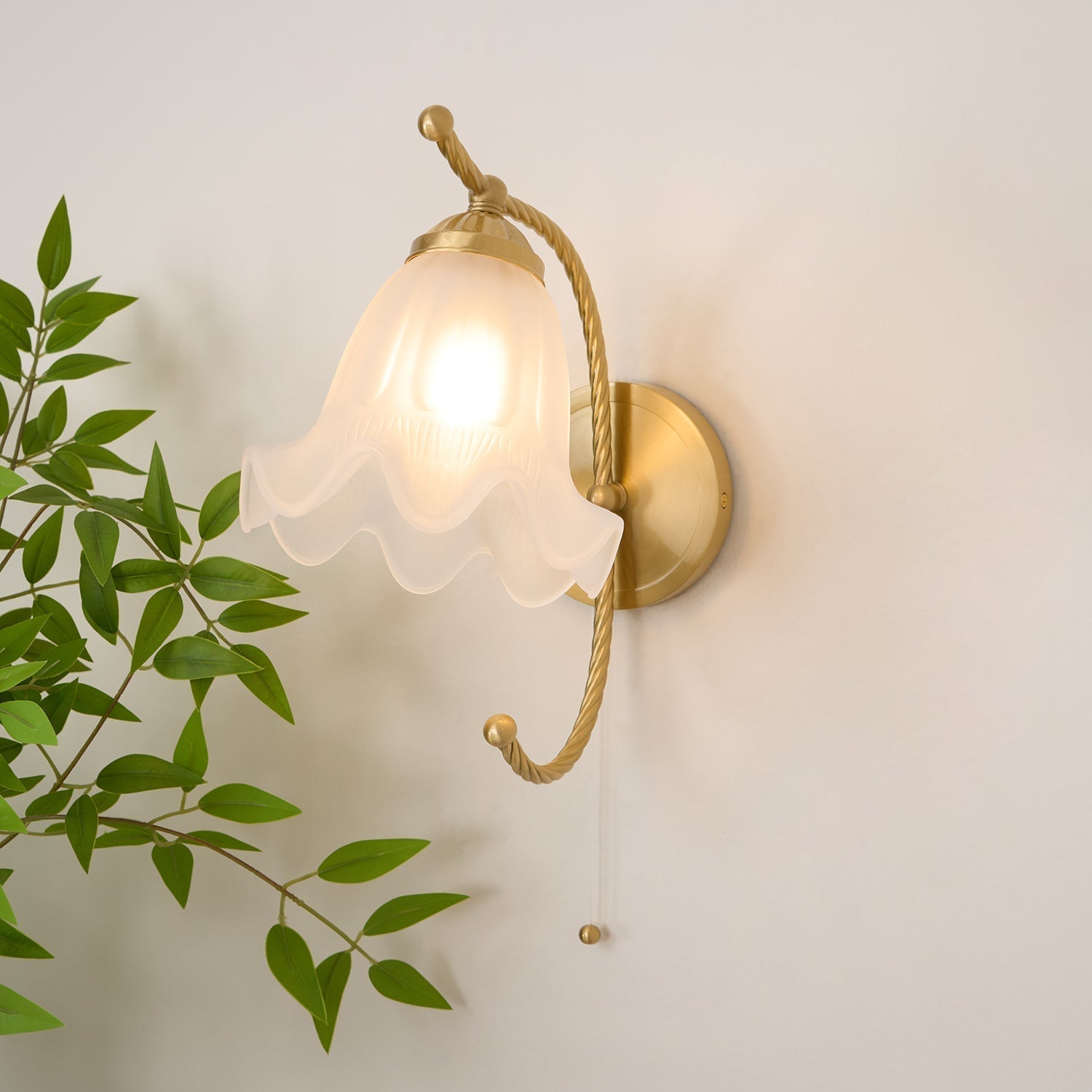 Celisenne Wall Sconce Brass Gooseneck Glass