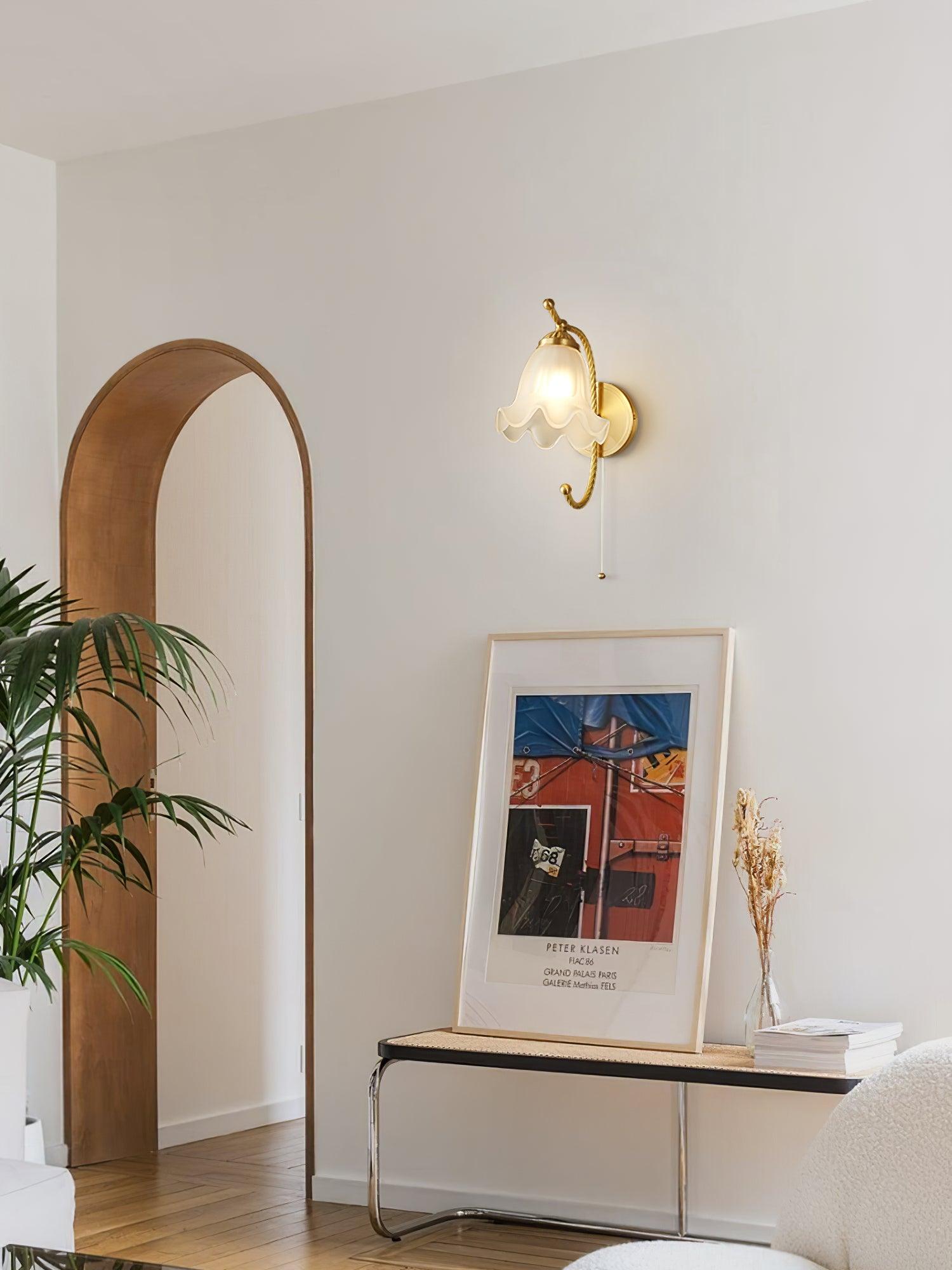 Celisenne Wall Sconce Brass Gooseneck Glass