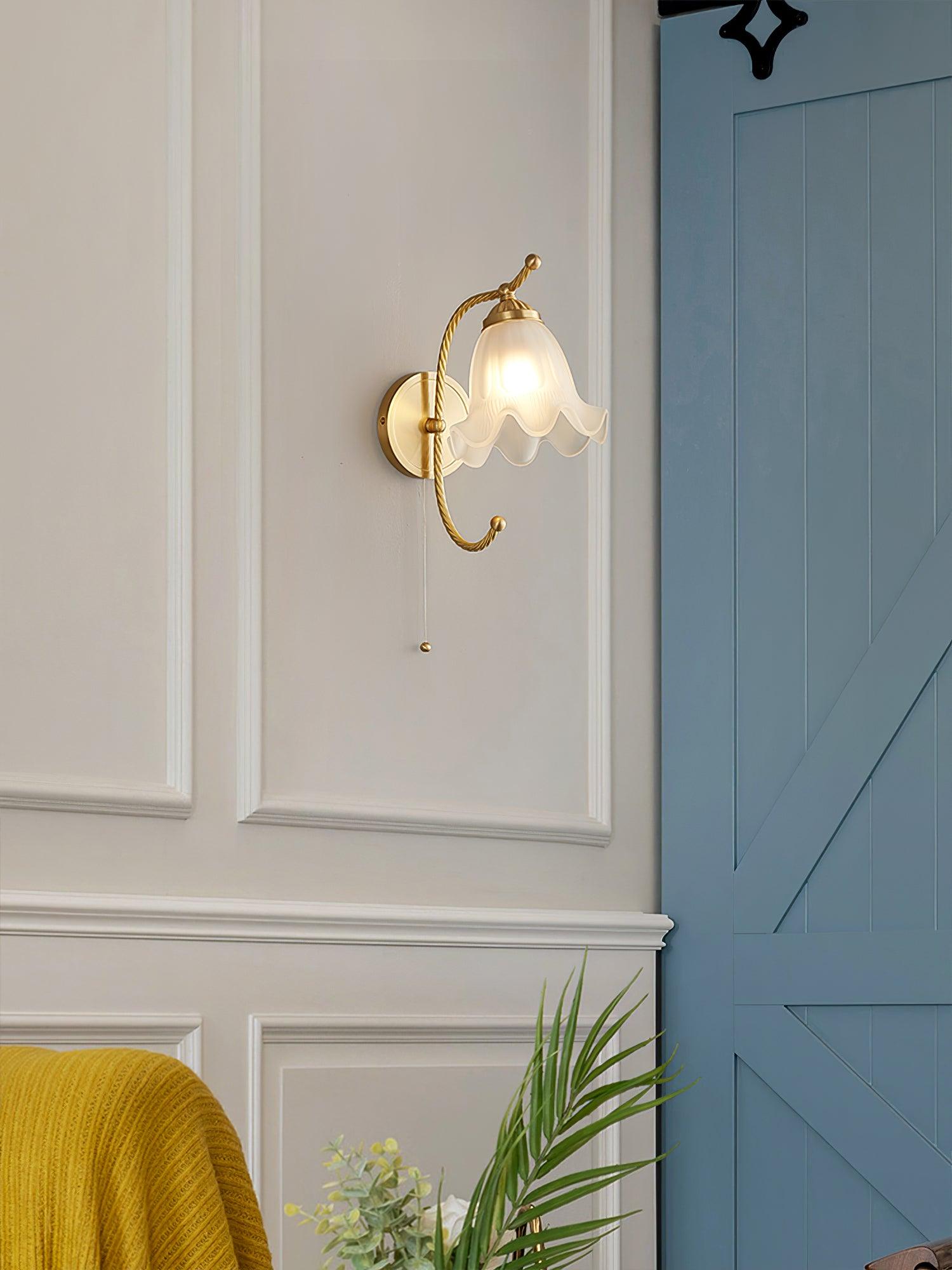 Celisenne Wall Sconce Brass Gooseneck Glass
