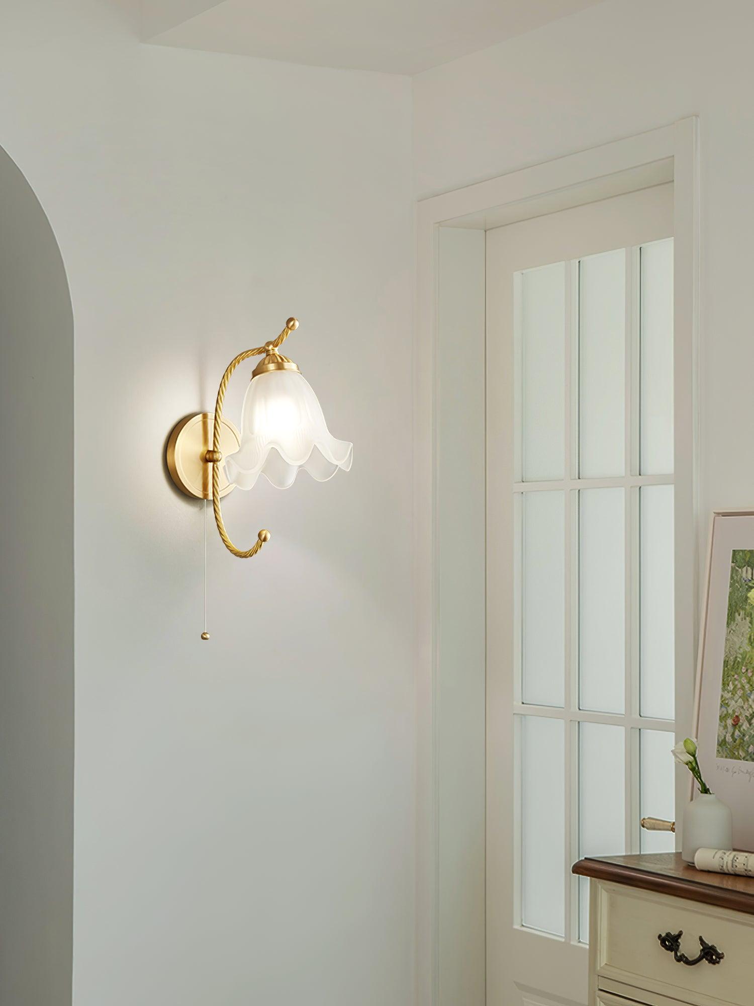 Celisenne Wall Sconce Brass Gooseneck Glass