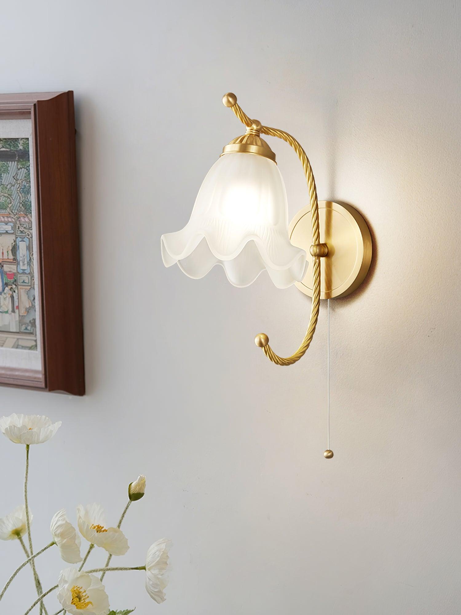Celisenne Wall Sconce Brass Gooseneck Glass