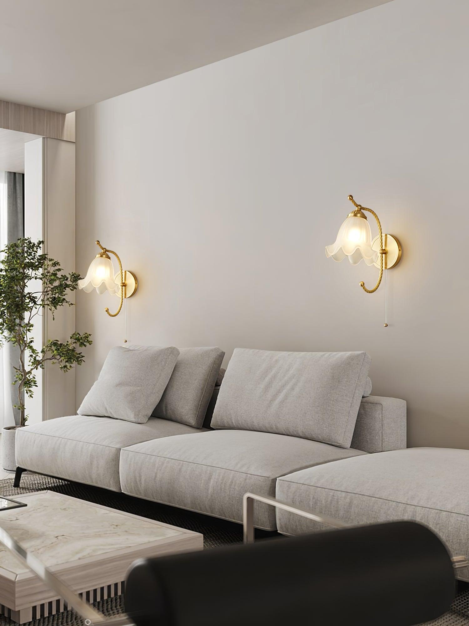 Celisenne Wall Sconce Brass Gooseneck Glass