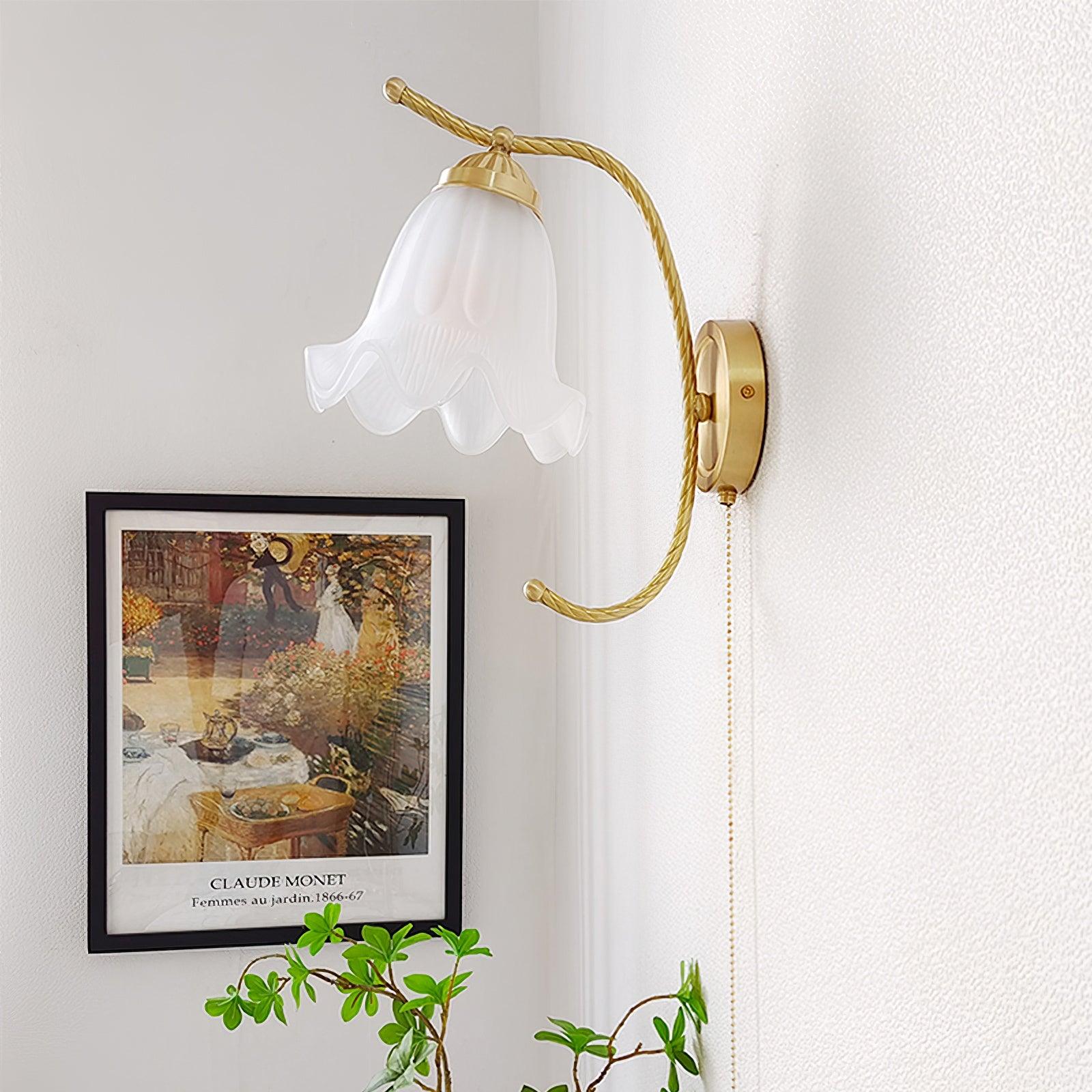 Celisenne Wall Sconce Brass Gooseneck Glass