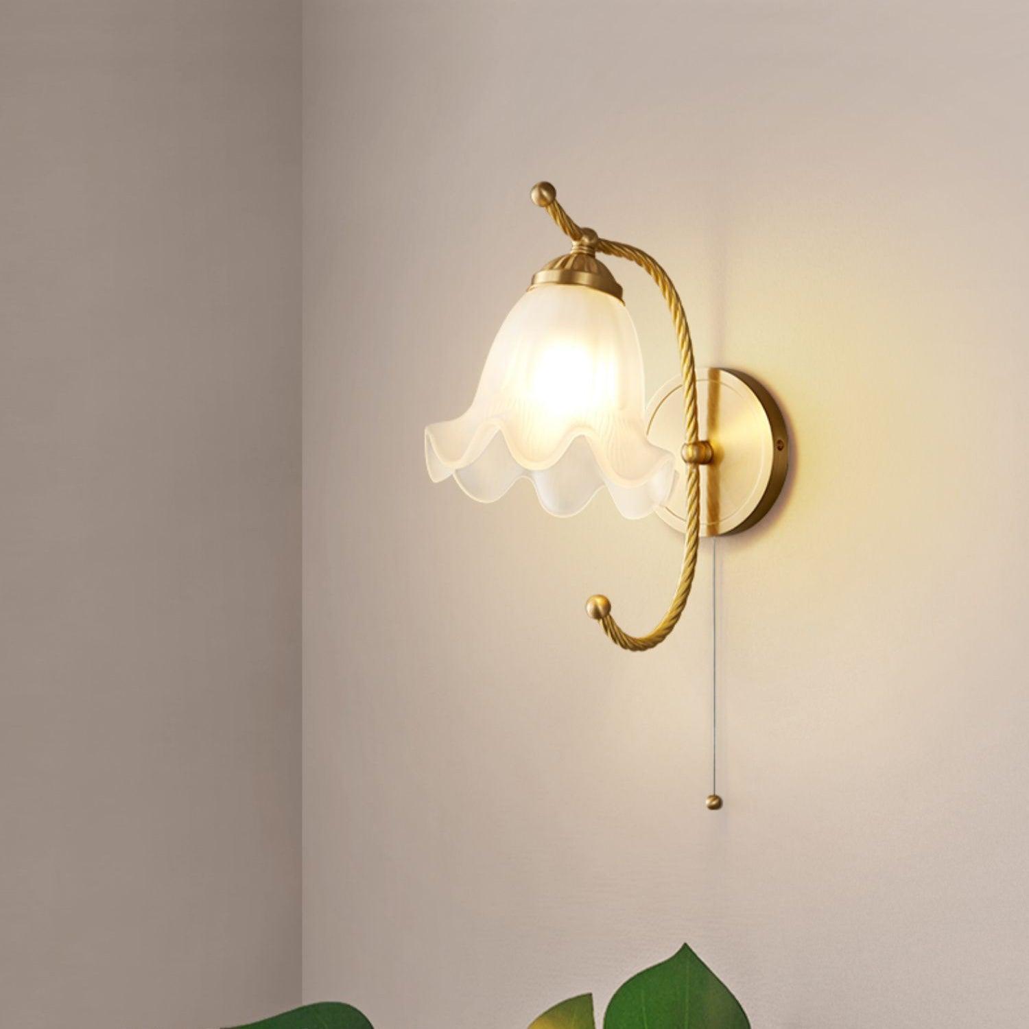 Celisenne Wall Sconce Brass Gooseneck Glass
