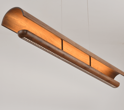 Curved Wood Linear Pendant Light