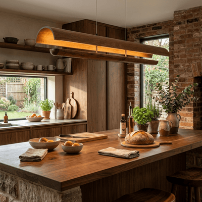 Curved Wood Linear Pendant Light