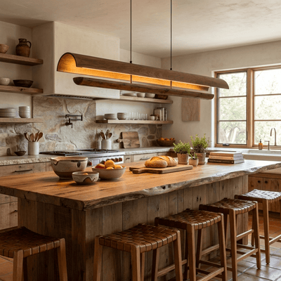 Curved Wood Linear Pendant Light