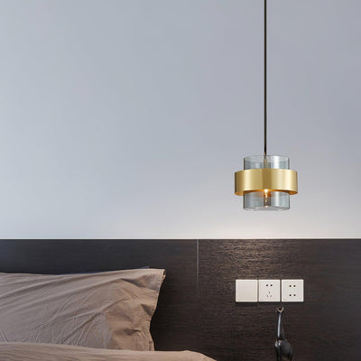 Celariella Pendant Lamp Brass Cylinder Glass Contemporary