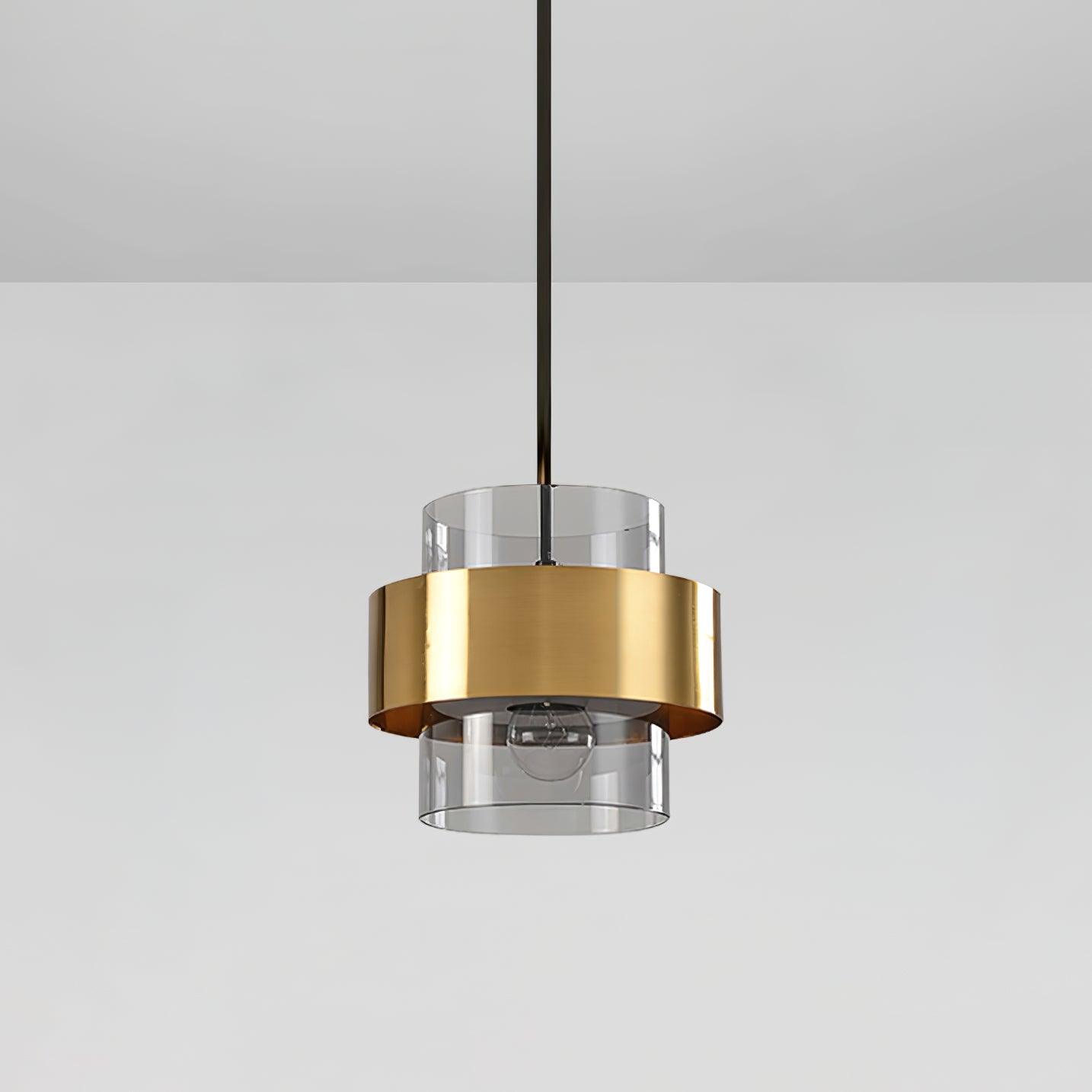 Celariella Pendant Lamp Brass Cylinder Glass Contemporary