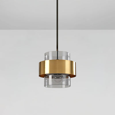 Celariella Pendant Lamp Brass Cylinder Glass Contemporary