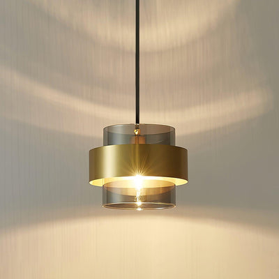 Celariella Pendant Lamp Brass Cylinder Glass Contemporary