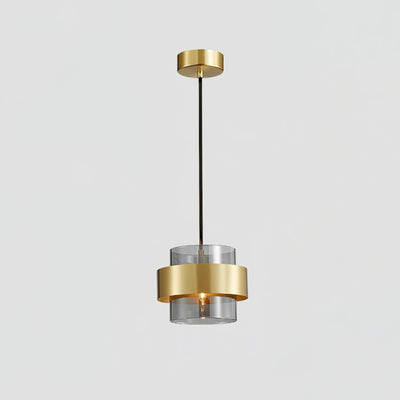 Celariella Pendant Lamp Brass Cylinder Glass Contemporary