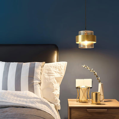 Celariella Pendant Lamp Brass Cylinder Glass Contemporary