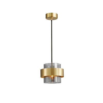 Celariella Pendant Lamp Brass Cylinder Glass Contemporary