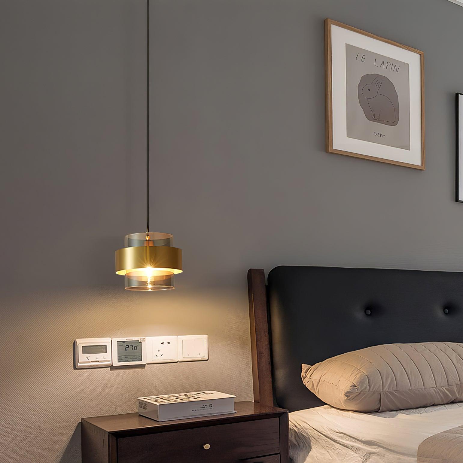 Celariella Pendant Lamp Brass Cylinder Glass Contemporary