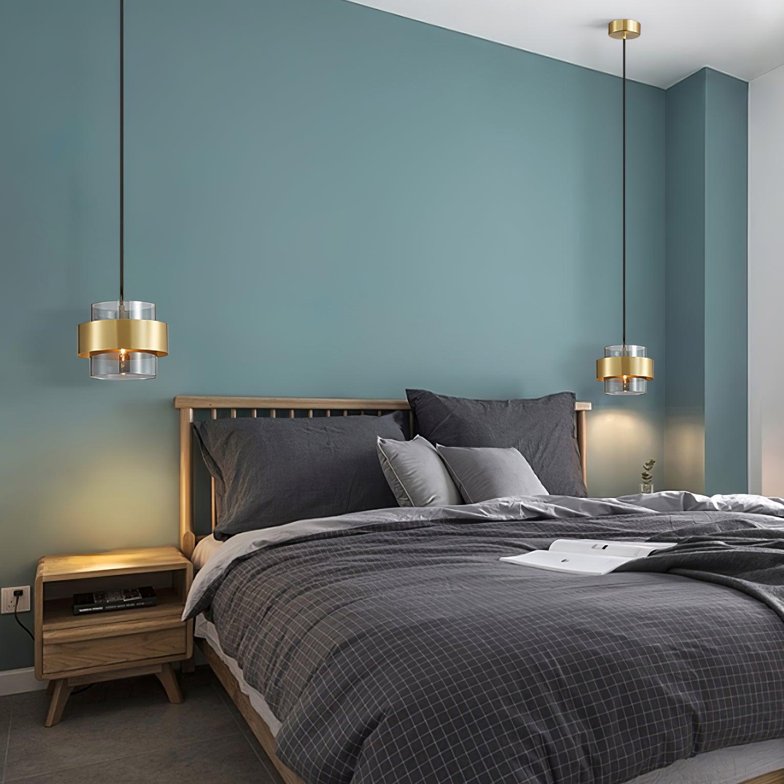 Celariella Pendant Lamp Brass Cylinder Glass Contemporary