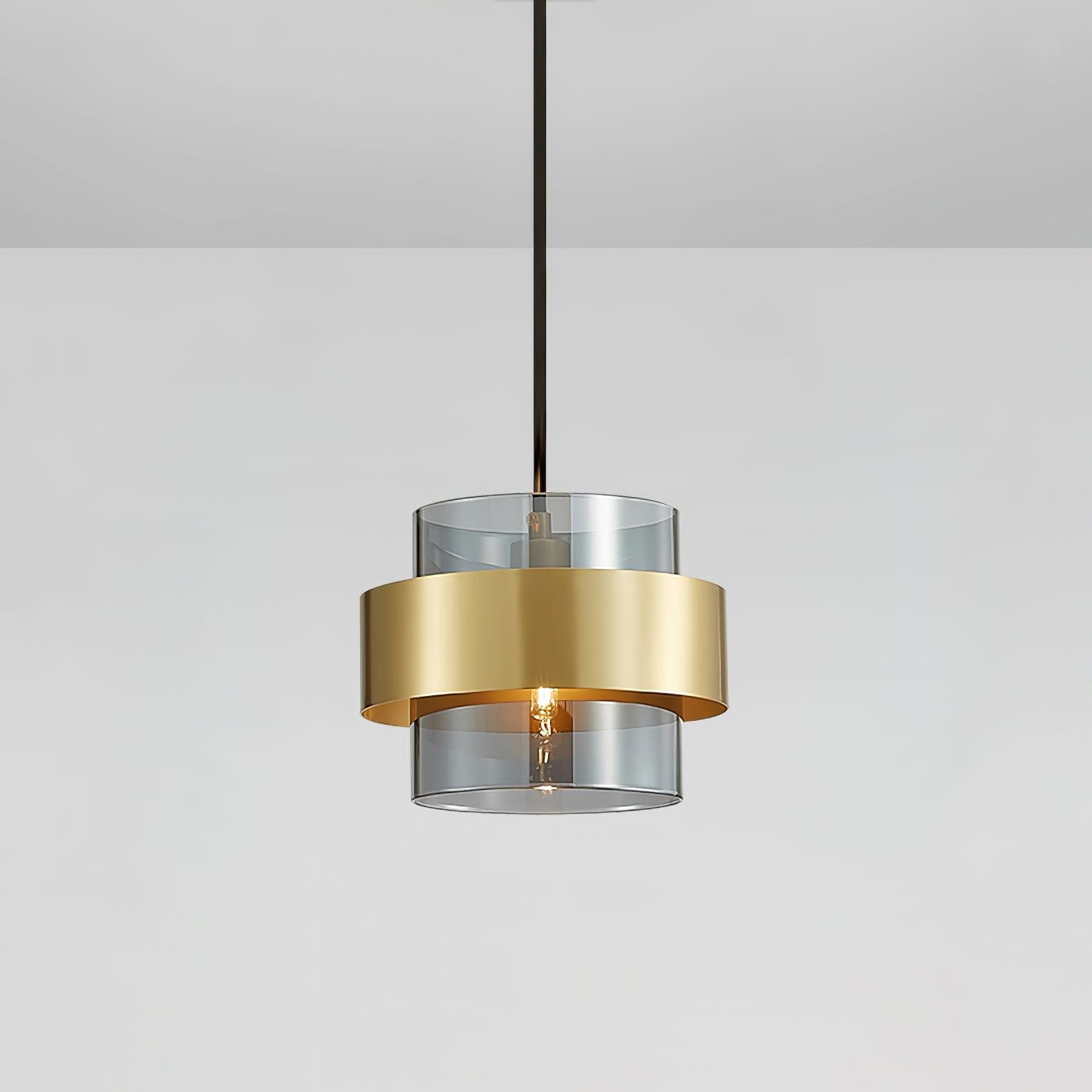 Celariella Pendant Lamp Brass Cylinder Glass Contemporary