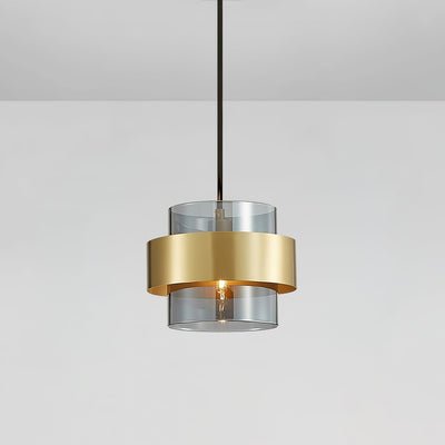 Celariella Pendant Lamp Brass Cylinder Glass Contemporary