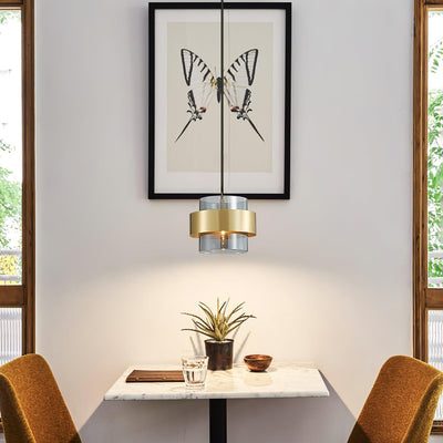 Celariella Pendant Lamp Brass Cylinder Glass Contemporary