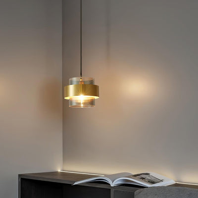 Celariella Pendant Lamp Brass Cylinder Glass Contemporary