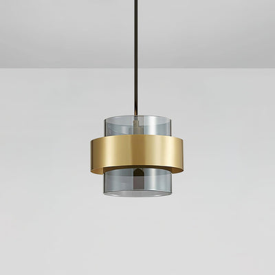 Celariella Pendant Lamp Brass Cylinder Glass Contemporary