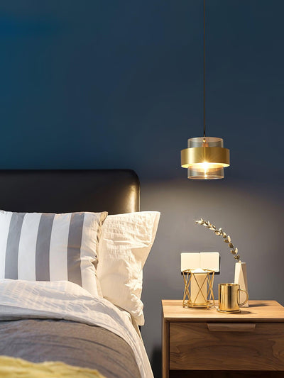 Celariella Pendant Lamp Brass Cylinder Glass Contemporary